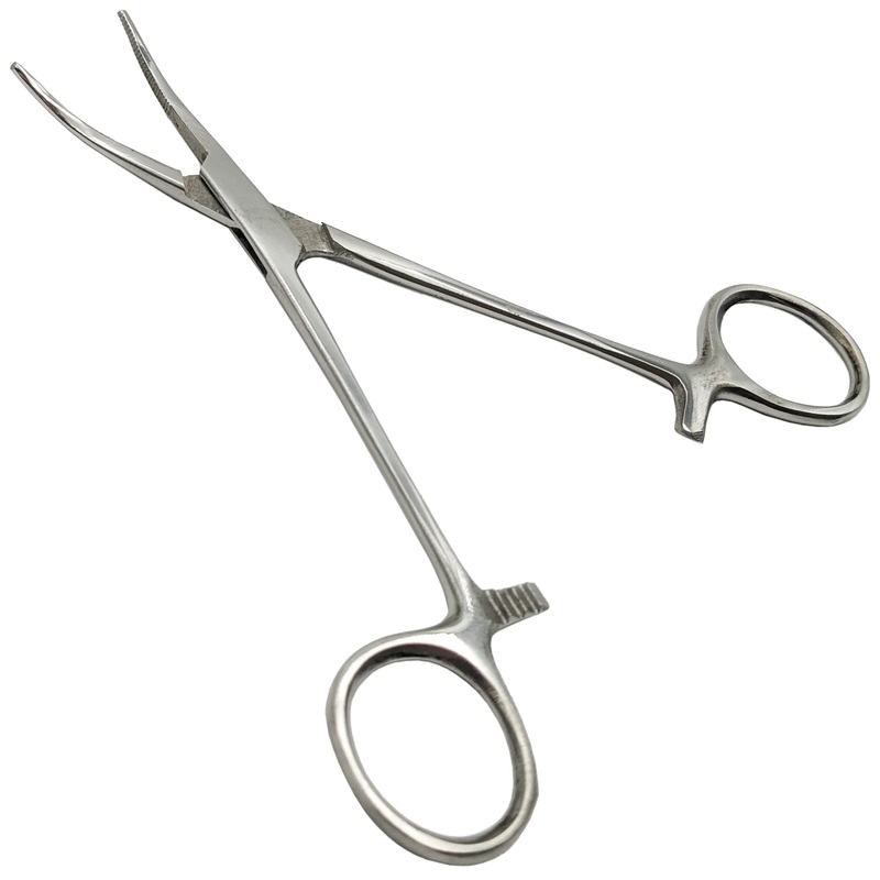 5" Curved Nose Hemostat Clamp with Serrated Jaws
