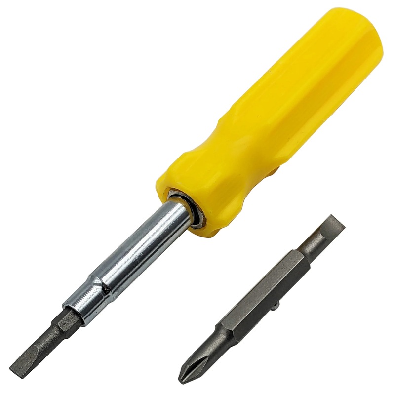 6-in-1 Screwdriver - Slotted: 3/16", 1/4" - Phillip: #1, #2 - Nut Driver: 1/4", 5/16"