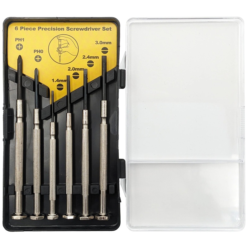 6 Piece Precision Screwdriver Set with Case - Includes Phillips and Flat-Head