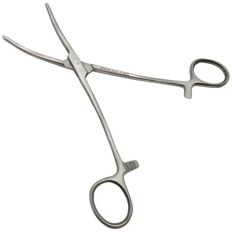 7" Curved Nose Hemostat Clamp with Serrated Jaws