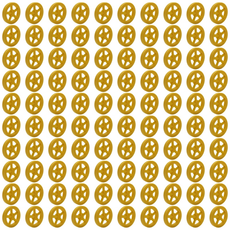 100 Pack Yellow 35mm Front Wheels with Spokes for Co2 Dragsters