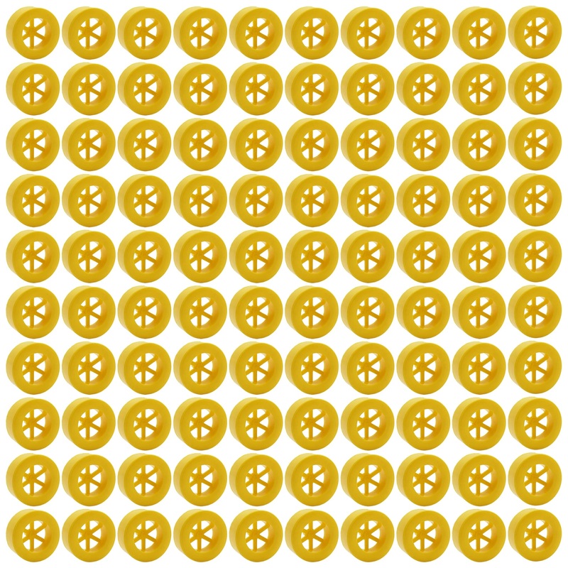 100 Pack Yellow 40mm Rear Wheels with Spokes for Co2 Dragsters