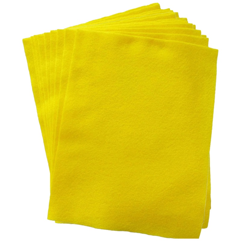 12 Pack Yellow Felt Sheets, 9" x 12"