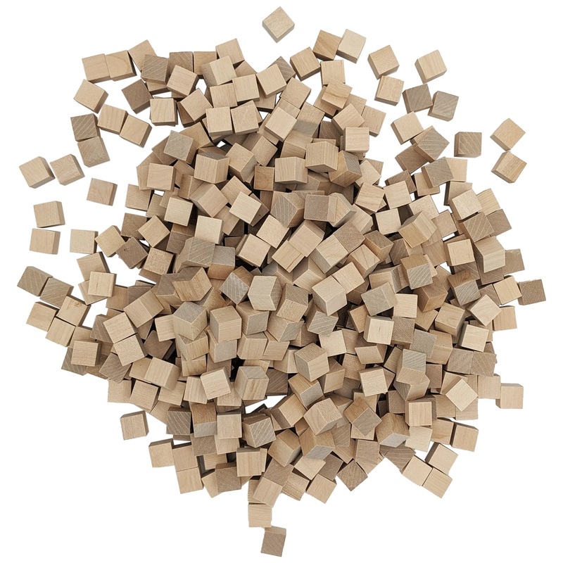 500 Pack -inch (0.75") Wood Blocks, Mini Unfinished Wooden Cubes for Painting, Carving, and other DIY Craft Projects