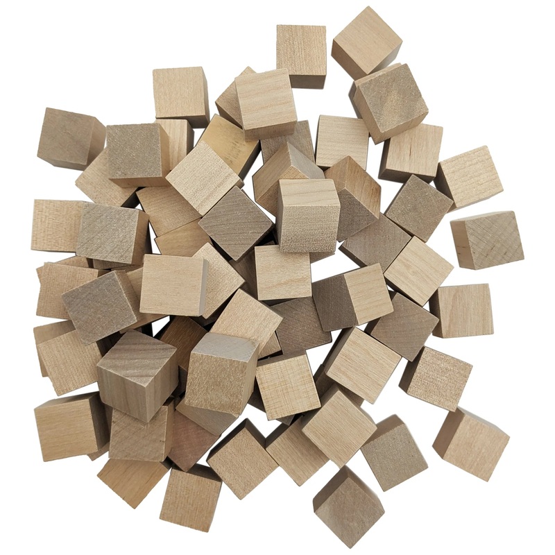 72 Pack -inch (0.75") Wood Blocks, Mini Unfinished Wooden Cubes for Painting, Carving, and other DIY Craft Projects