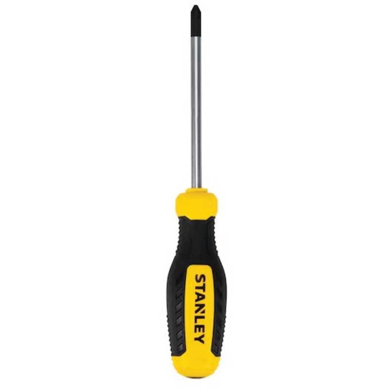 Stanley #2 Phillips Screwdriver, Rubber Grip, Black Phosphate Tip, Shaft Length 4"
