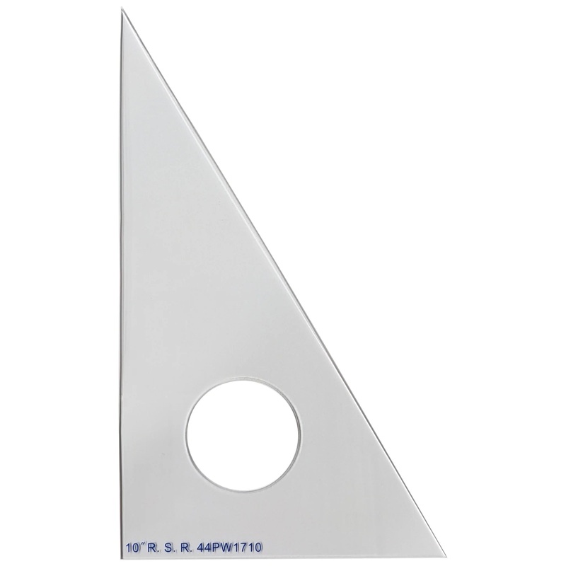 10-inch 30-60-90 Drafting Triangle, Clear Plastic