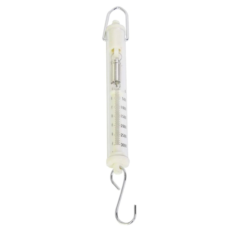 Tubular Spring Scale 3 Kilograms (3000 Grams) / 30 Newtons, Color: White