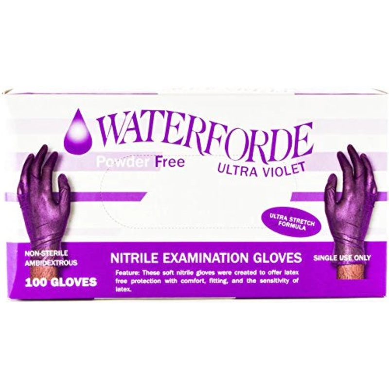 Waterforde Powder-Free Nitrile Exam Gloves  4 Mil Box of 100 (X-Large)