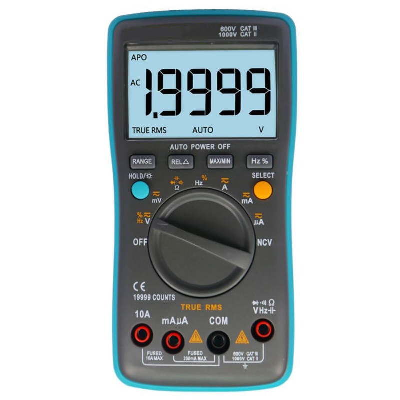 19999 Counts Digital Multimeter - NCV, Frequency, 200M Resistance, Auto Power off, AC/DC Voltage, Ammeter, Current Ohm