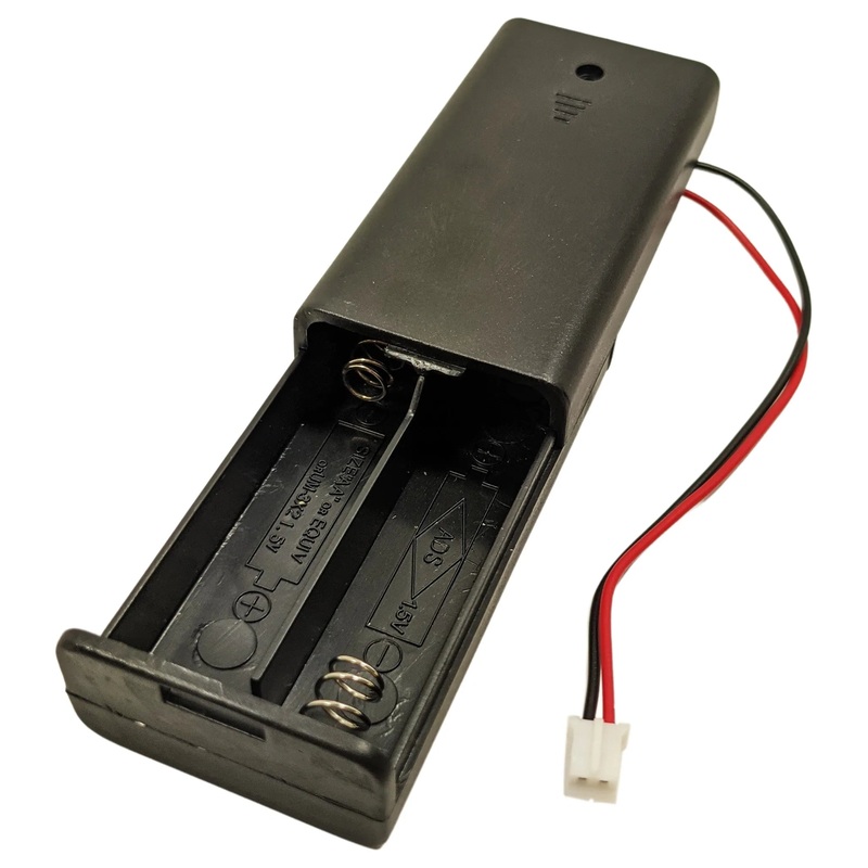 AA Battery Holder with Cover and JST Connector (Holds 2 AA Batteries)
