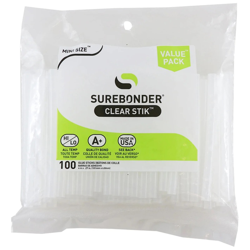 Surebonder 100 Pack Mini Size 5/16" Diameter x 4" Length All-Purpose Hot Glue Sticks (DT-100)