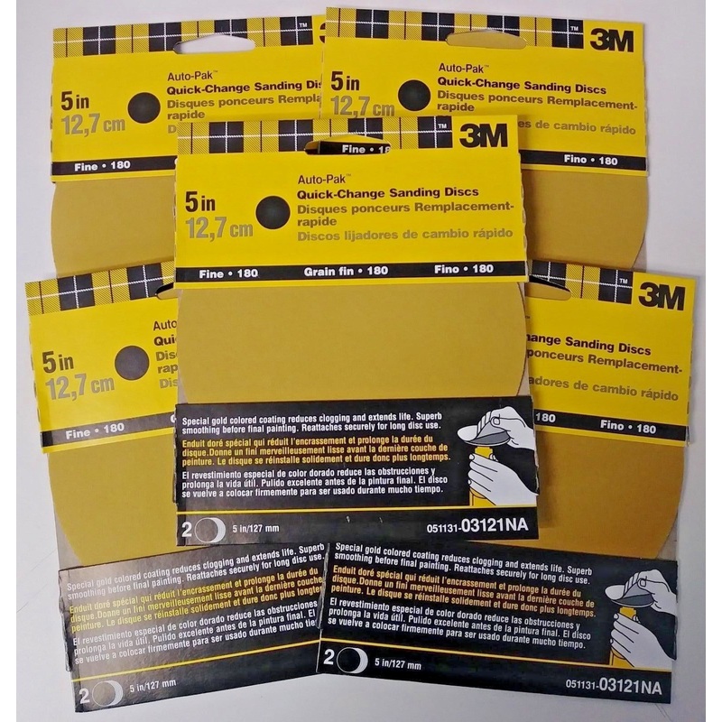 3M 03121NA 5" Auto-Pak Quick-Change Sanding Discs 180 Grit (5 Packs of 2)
