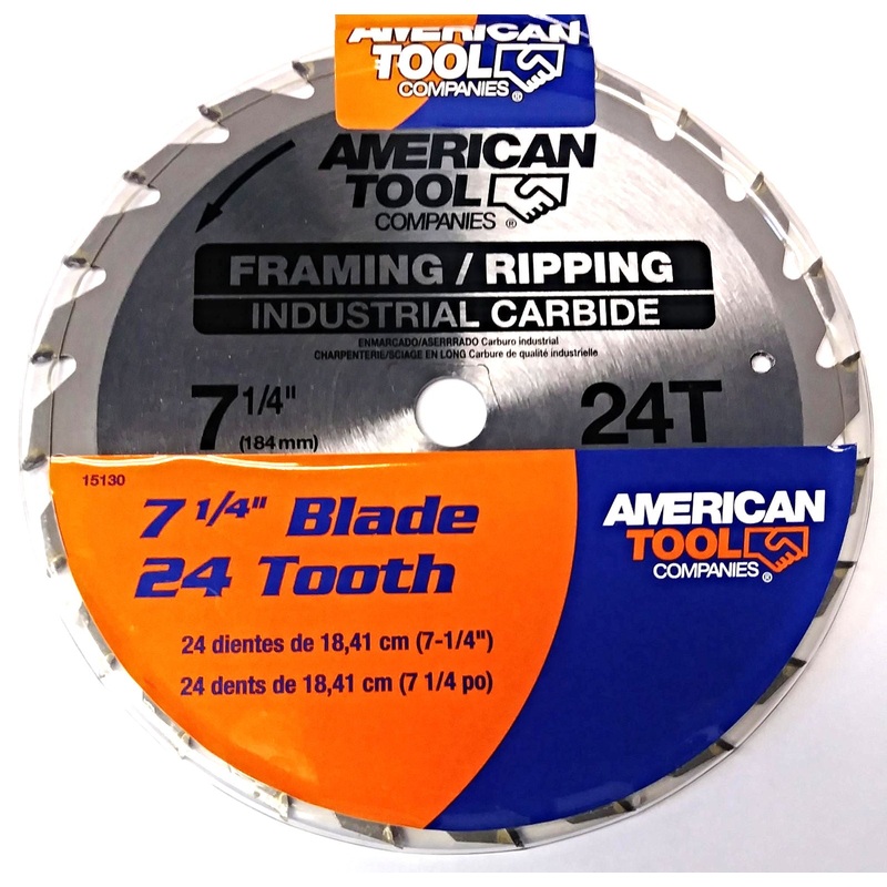 American Tool 15130 7-1/4" x 24 Tooth Framing / Ripping Carbide Saw Blade