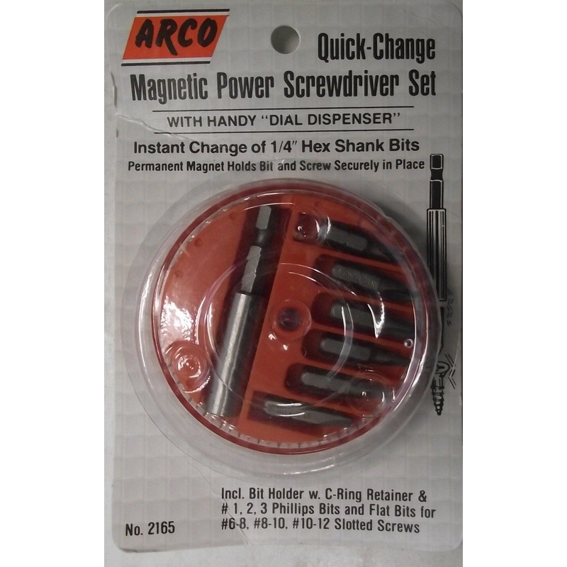 Arco 2165 Magnetic Power Screwdriver Set With Handy Dial Dispenser