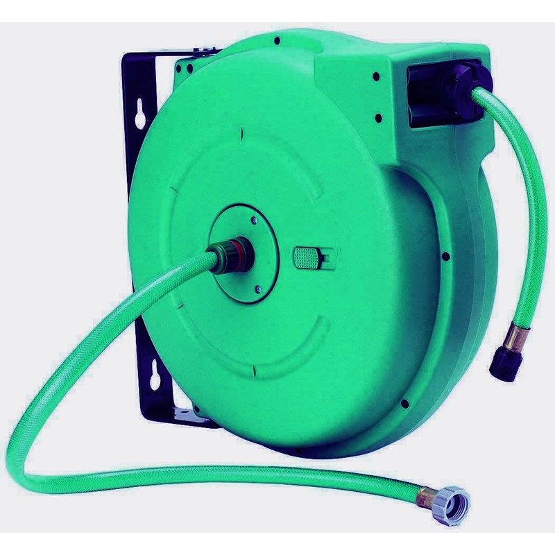 Amflo 550HR-RET Automatic Enclosed Hose Reel With 1/2" x 65' Green Garden Hose