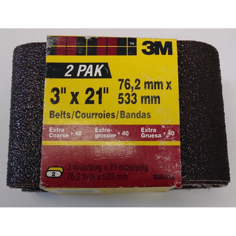 3M 9285-2NA 3" x 21" Extra Coarse 40 Grit Sanding Belts 2 Pack