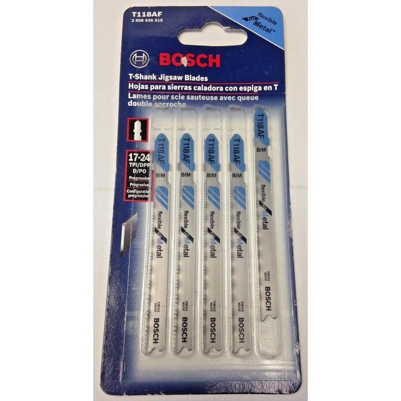 Bosch T118AF 3-1/2" x 17-24 TPI Flexible For Metal T-Shank Jigsaw Blades 5pk #I-30