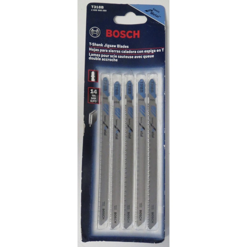 Bosch T318B 5-1/4" X 14 TPI HSS Metal T-Shank Jigsaw Blades 5 Pack Swiss #I-41