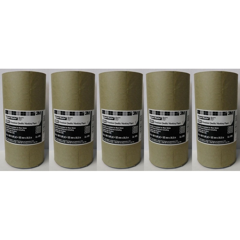 3M Hand-Masker MP6 6" x 180 ft Premium Quality Masking Paper USA (5 Rolls)