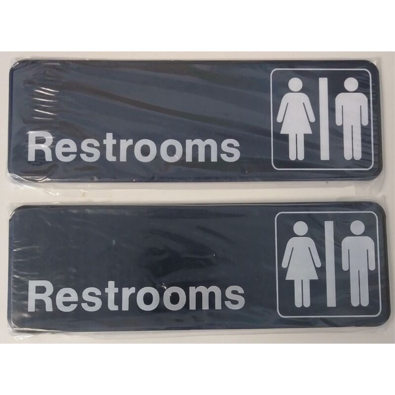 Advantus 83630 Contemporary Restrooms Sign with International 2pcs
