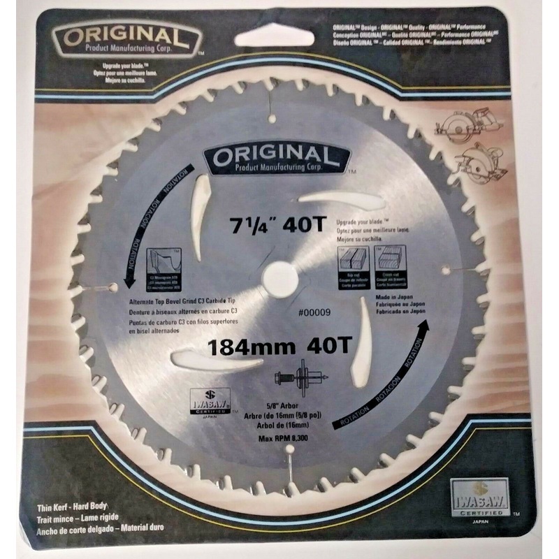Original 00009 7-1/4" x 40T Thin Kerf ATB Carbide Tip Circular Saw Blade Japan