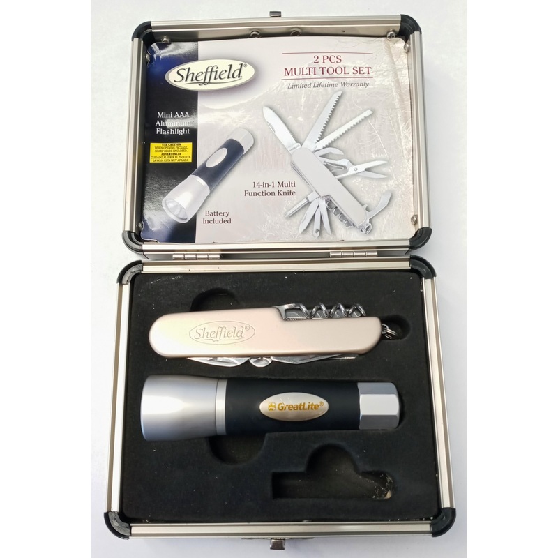 Sheffield 2753W Multi Tool & Mini Flashlight Set