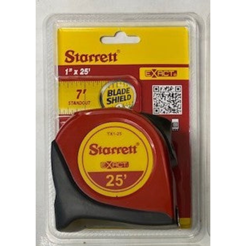 Starrett TX1-25 Exact 25ft Blade Shield 2X Tape Measure