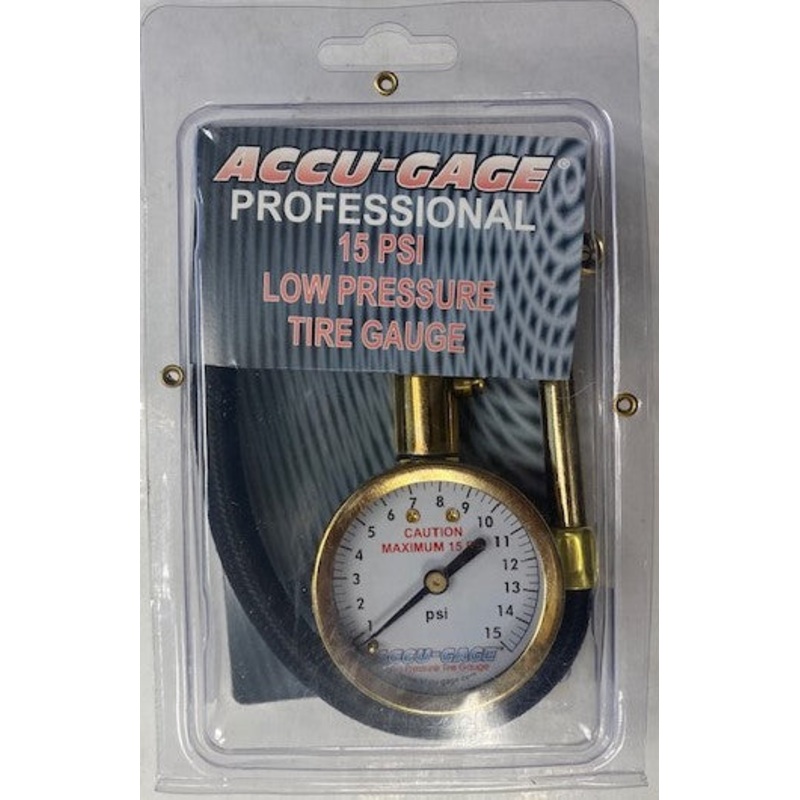 Accu-Gage RA15X Professional Tire Low Pressure Gauge 0-15 PSI Right Angle Chuck