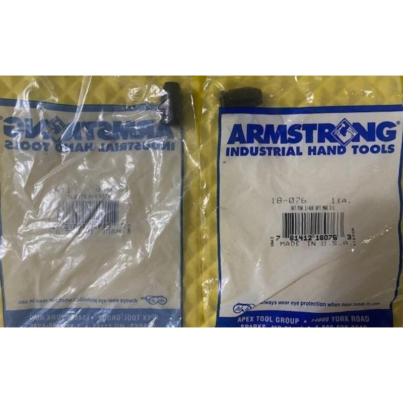 Armstrong 18-076 1/4" Dr 3/16" 6pt Magnetic Power Socket For Self-Tapping Screws 2pc USA