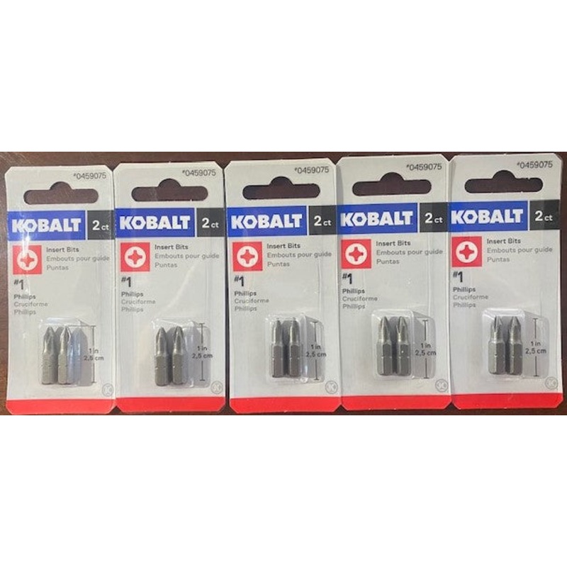 Kobalt 0459075 #1 Phillips 1" Insert Bits 5 packs of 2