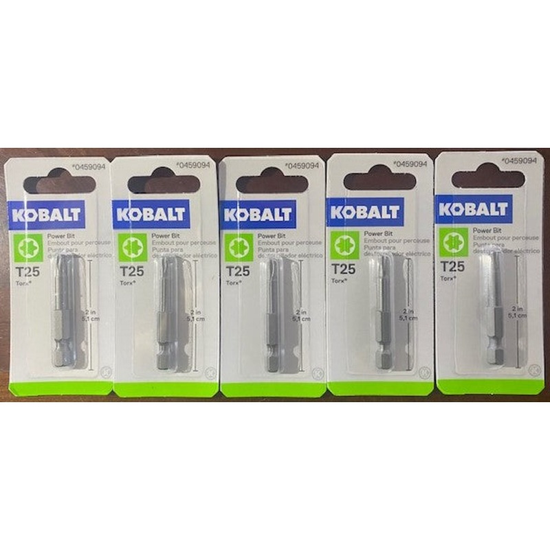 Kobalt 0459094 T-25 2" Screw Bit 2" Long 5pcs.