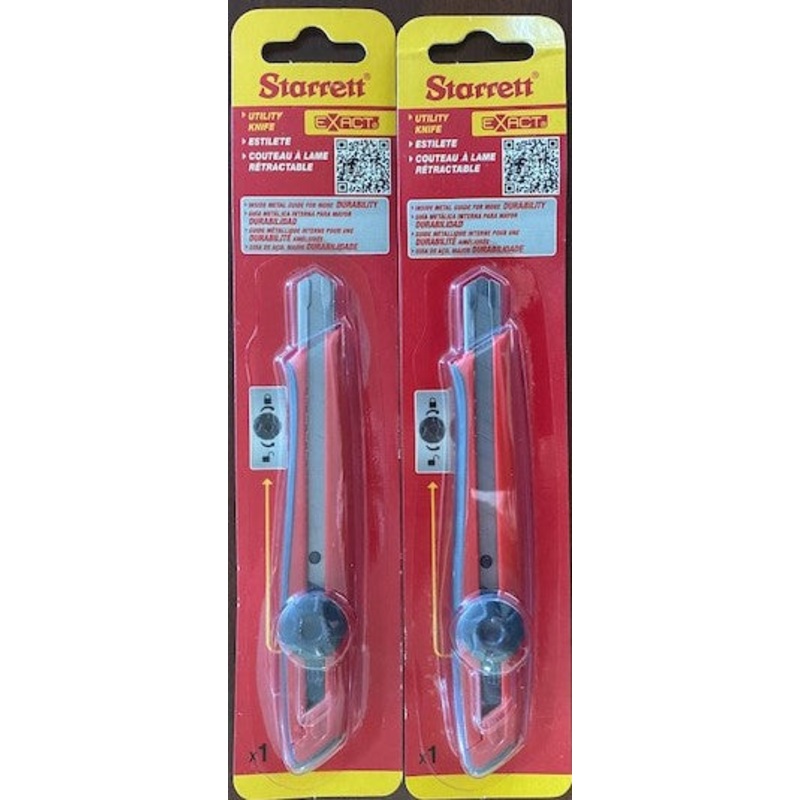 Starrett KUX040-N Small Plastic Screw Locking Utility Knife Break Away Blade 2pc