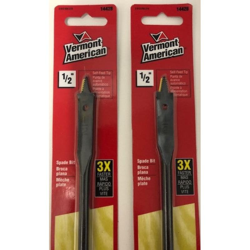Vermont American 14428 1/2" x 16" Extra long Self feed Spade Bit 2 pcs