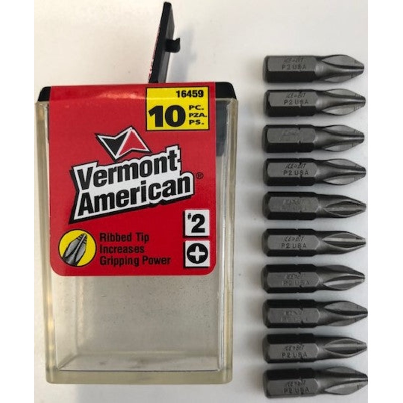 Vermont American 16459 #2 Rib Tipped Phillips IceBit Tips 10 Pack USA