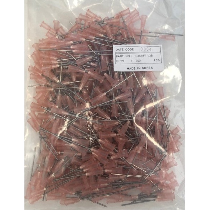 Weller KDS18112BT Pink 1-1/2" Stainless Steel Dispensing Needles 18 Gauge 500pcs