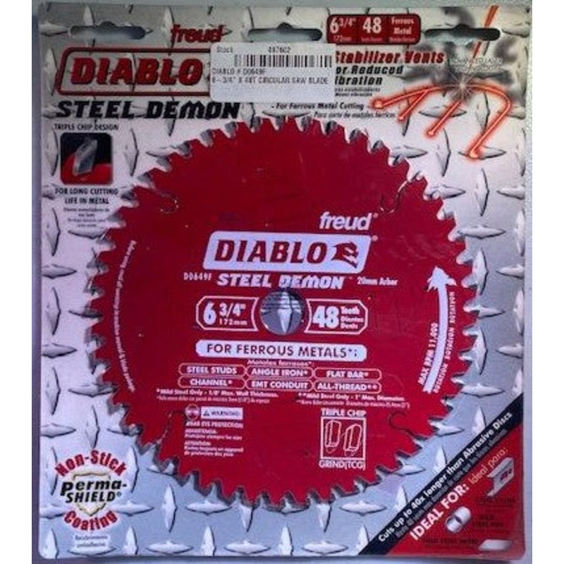 Freud Diablo D0649F 6-3/4" 48-Tooth Steel Demon TCG Ferrous Circular Saw Blade Italy