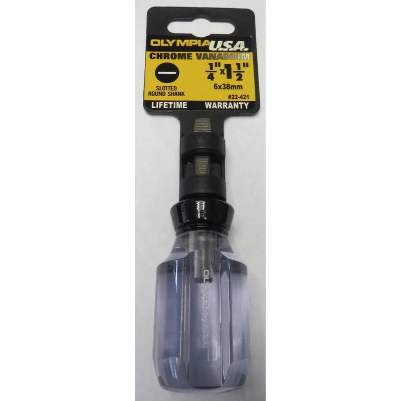 Olympia 22-421 1/4" x 1-1/2" Slotted Round Shank Screwdriver USA