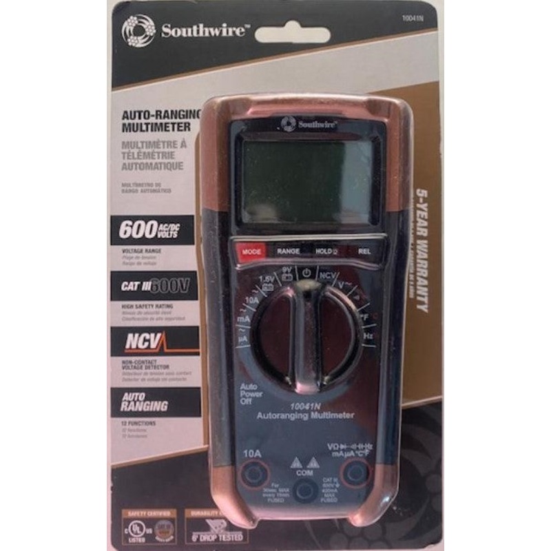 Southwire 10041N Auto Ranging Multimeter AC DC 600V