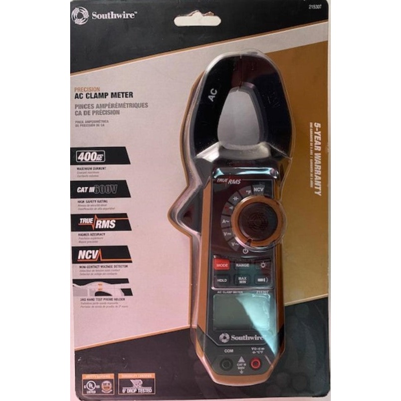 Southwire 21530T AC Clamp Meter 400AC CAT III 600V True RMS