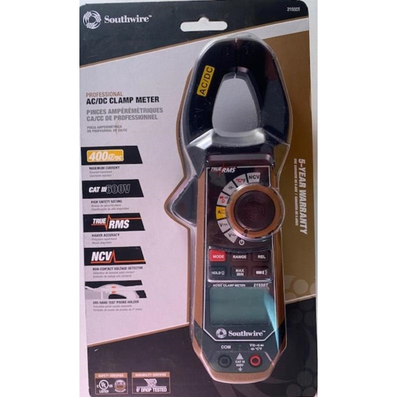 Southwire 21550T Professional Digital 600-Volt Clamp Meter True RMS