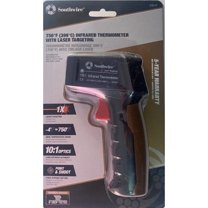 Southwire 31011F Infrared Thermometer With Laser Targeting Up to 750 Degrees