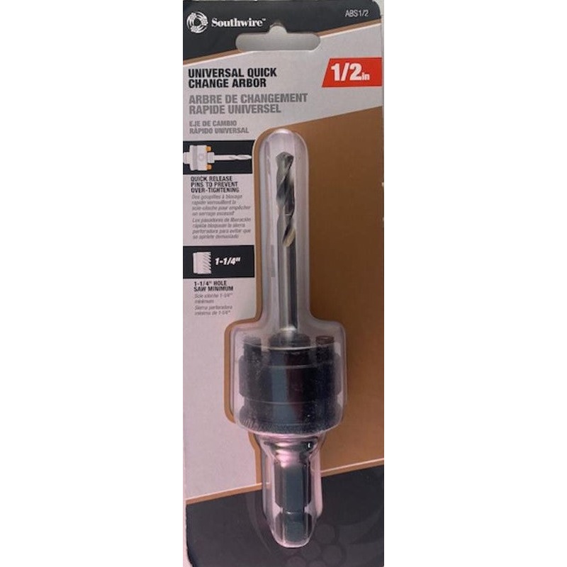Southwire ABS1/2 1/2" Hole Saw Arbor Universal Quick Change With Pilot Bit