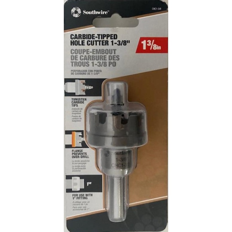 Southwire CHC1-3/8 1-3/8" Carbide-Tipped Hole Cutter For Use With 1" Fitting