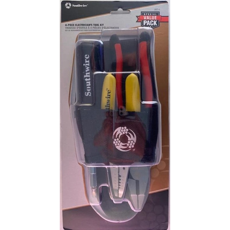 Southwire EKIT-4 4-Piece Electrician's Tool Kit With Nylon Carrying Pouch