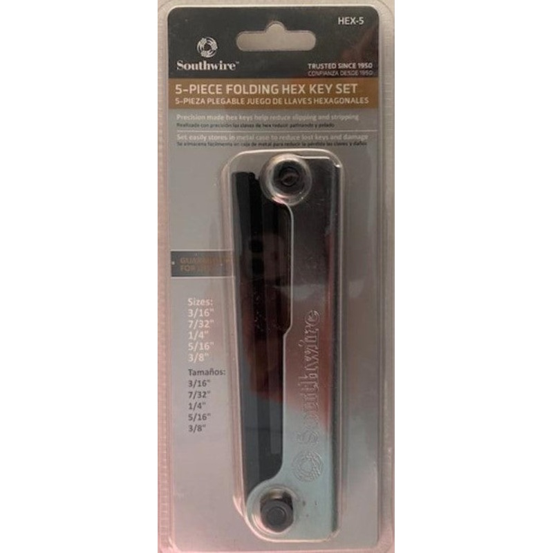 Southwire HEX-5 5-Piece Steel Body Folding Hex Key Set 3/16in.  3/8in.