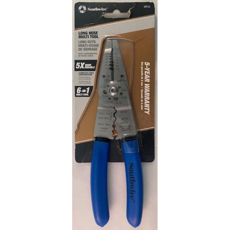Southwire MPLN Long Nose 6-IN-1 Multi Tool Wire Stripper Stainless Steel