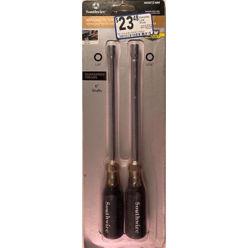 Southwire NDSET2-6M 2-Piece Nut Driver Set w/ 1/4" 5/16" 6" Shank