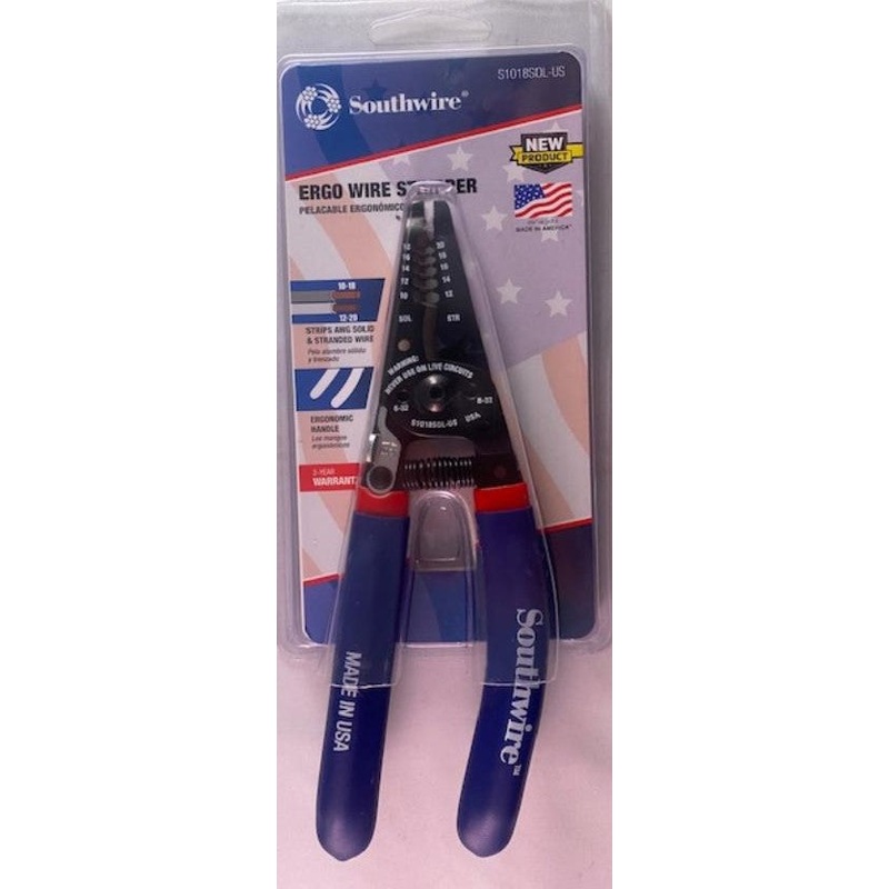 Southwire S1018SOL-US 10-18 AWG SOL & 12-20 AWG STR Ergo Handles Wire Stripper USA