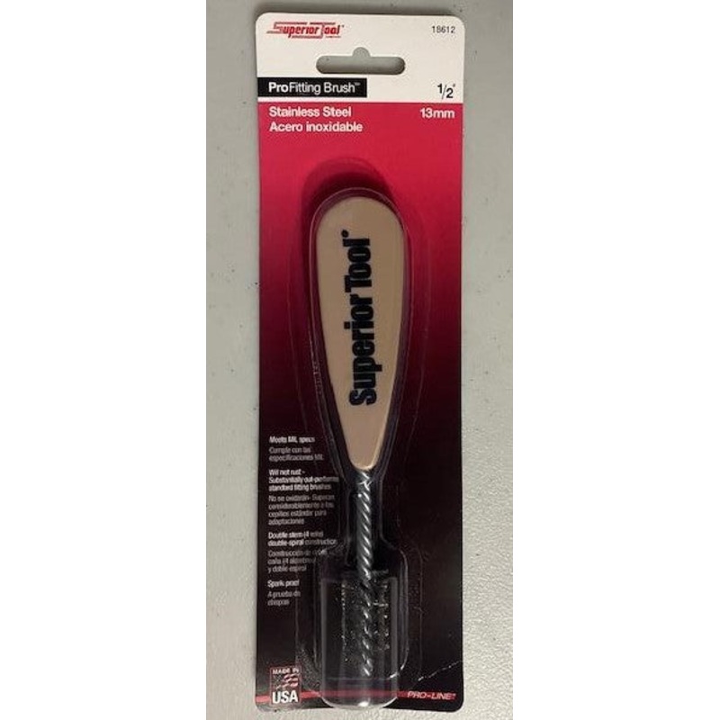 Superior Tool 18612 1/2" Stainless Steel Fitting Brush USA
